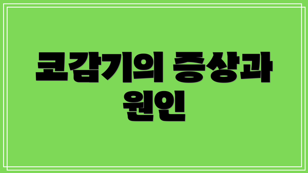 코감기의 증상과 원인