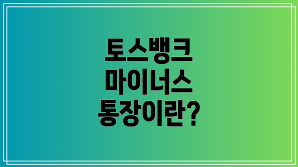 토스뱅크 마이너스 통장이란?