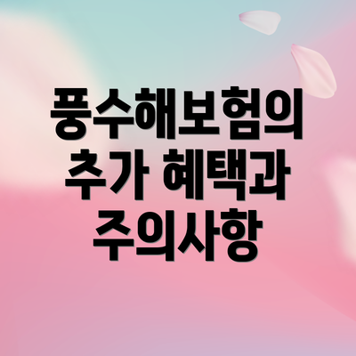 풍수해보험의 추가 혜택과 주의사항
