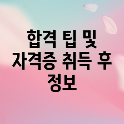 합격 팁 및 자격증 취득 후 정보