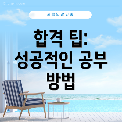 합격 팁: 성공적인 공부 방법