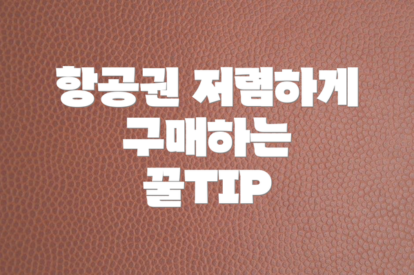 항공권 저렴하게 구매하는 꿀TIP