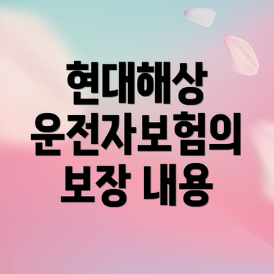 현대해상 운전자보험의 보장 내용