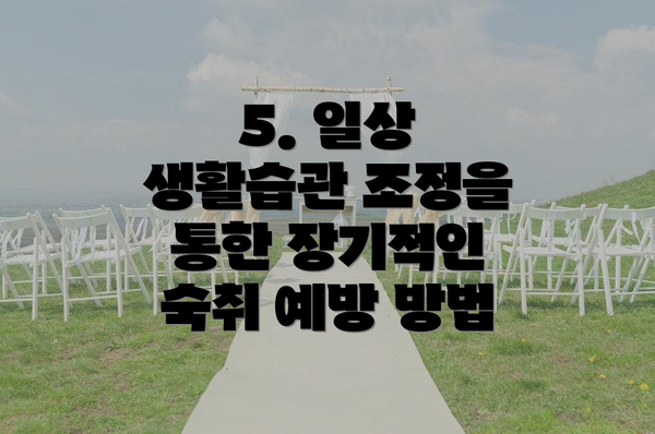 5. 일상 생활습관 조정을 통한 장기적인 숙취 예방 방법