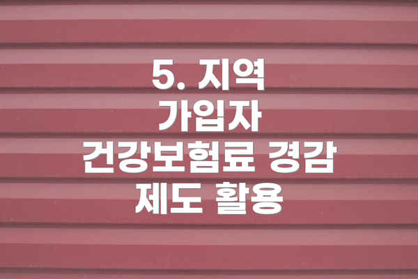 5. 지역 가입자 건강보험료 경감 제도 활용