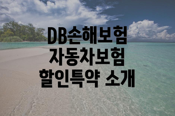 DB손해보험 자동차보험 할인특약 소개