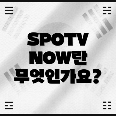 SPOTV NOW란 무엇인가요?