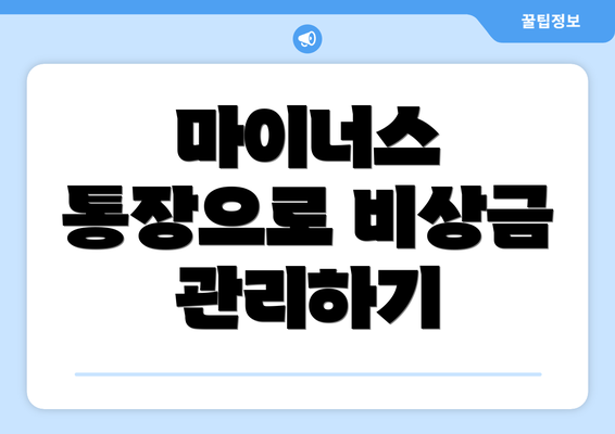 마이너스 통장으로 비상금 관리하기