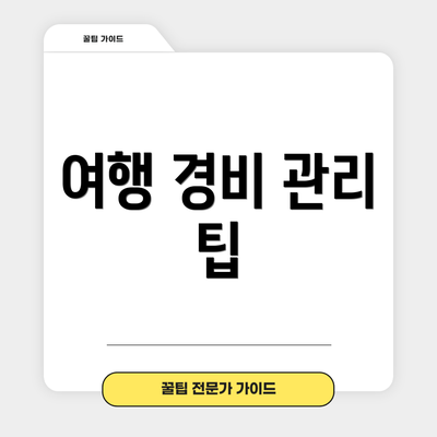 여행 경비 관리 팁