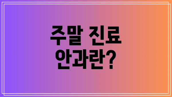 주말 진료 안과란?