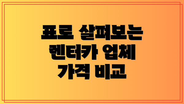 표로 살펴보는 렌터카 업체 가격 비교