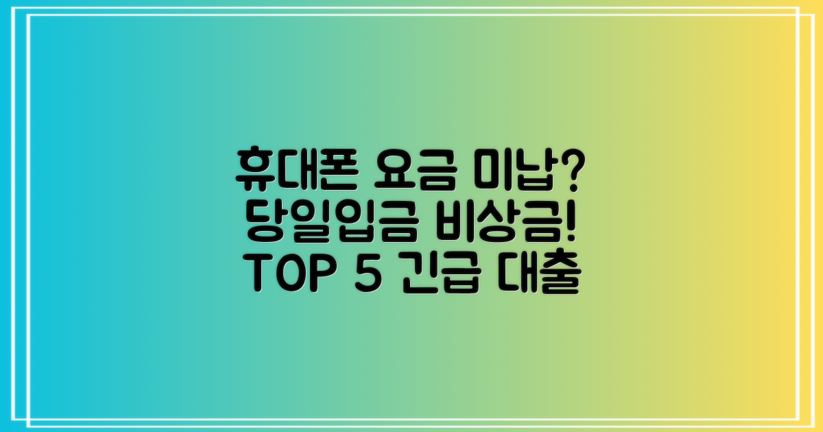 휴대폰 요금 미납? 당일입금 비상금 대출 TOP 5