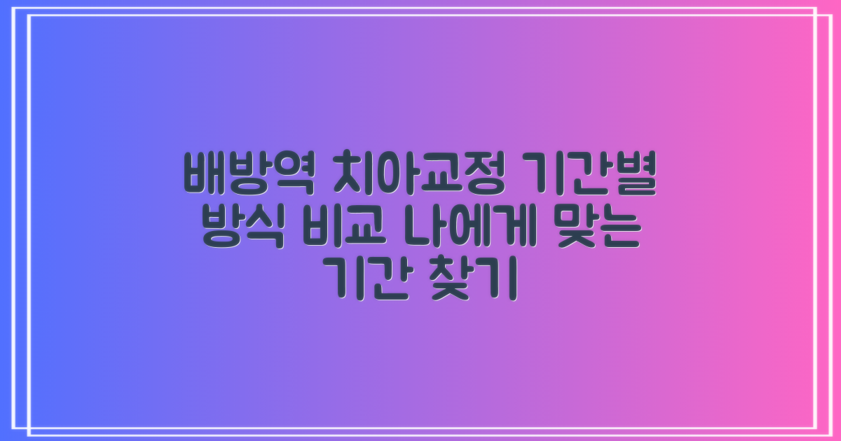 배방역 치아교정, 기간별 교정 방식 비교: 나에게 맞는 교정 기간 파악하기