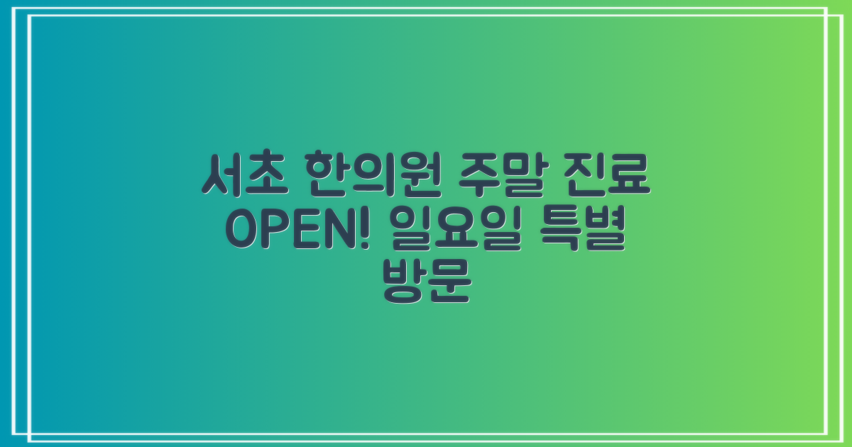 일요일 서초 한의원: 주말 진료 특급 정보